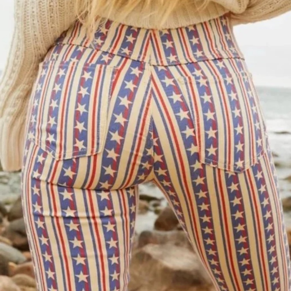 NWOT Free People 

Penny Stars and Stripes Bell Bottom Flare Jeans